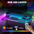 HOMCOM Two-Level LED Gaming Desk - Black – view 4
