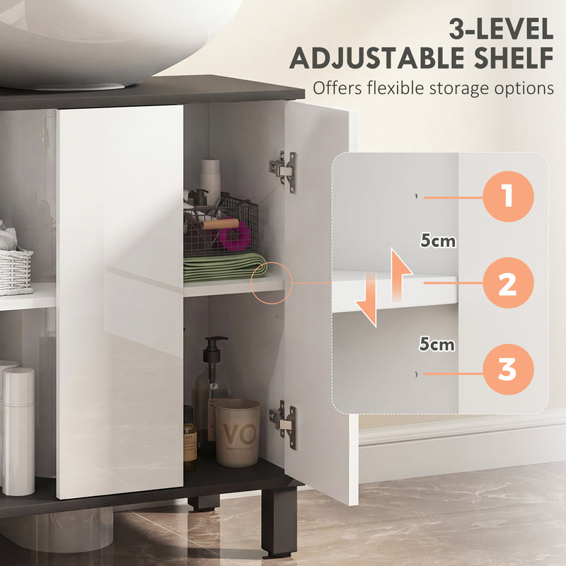 High gloss white and grey under sink cabinet – image 5
