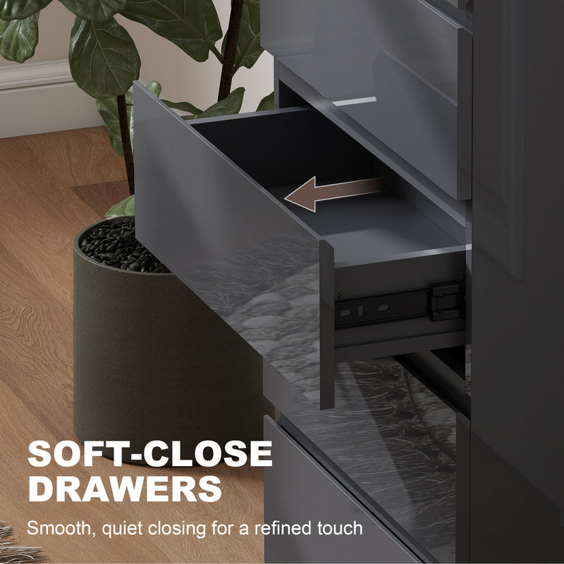 5-drawer gloss grey chest – image 7