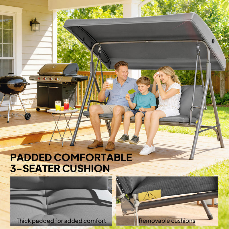 Outsunny Three-Seater Garden Swing Seat - Dark Grey – view 5