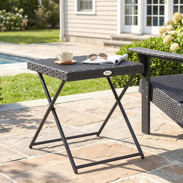 Folding rattan side table – image 2