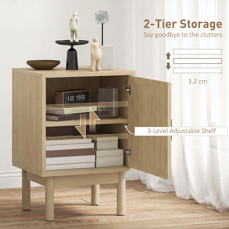 HOMCOM Rattan Bedside Table for Bedroom - Natural Wood – view 6