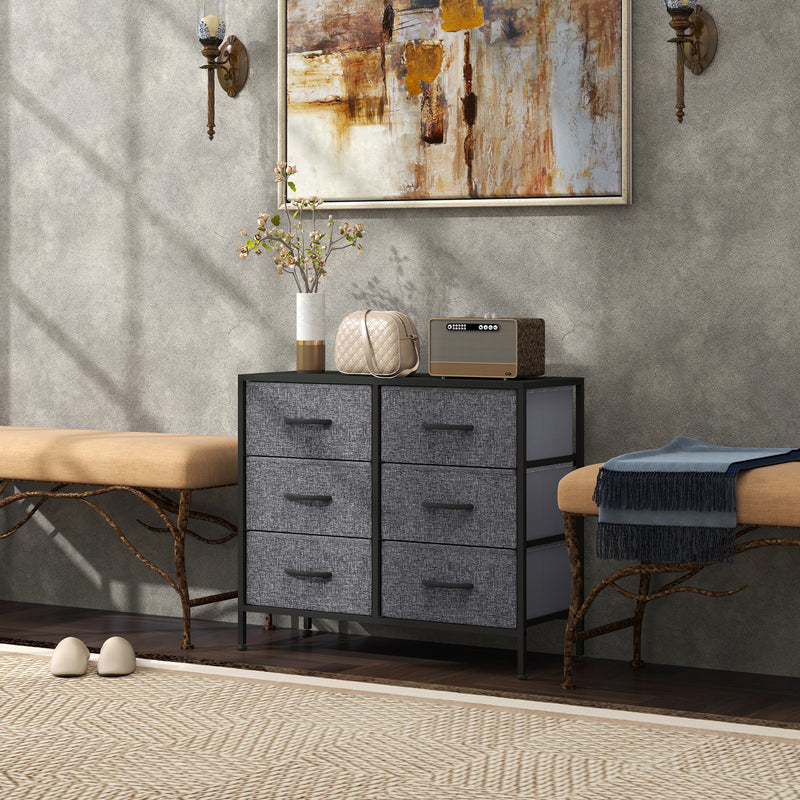 Black 6-drawer fabric chest – image 9