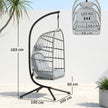 Outsunny Hanging Egg Chair, Indoor Outdoor Hammock Swing Chair with Stand, Safety Strap, Foldable Basket, Light Grey – view 3