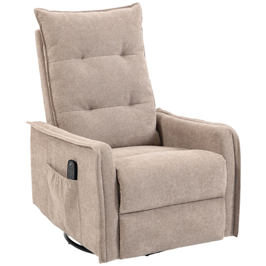 Recliner Armchair, Chenille Recliner Chair with Massage and Heat, 360° Swivel Rocking Manual Recliner, Brown