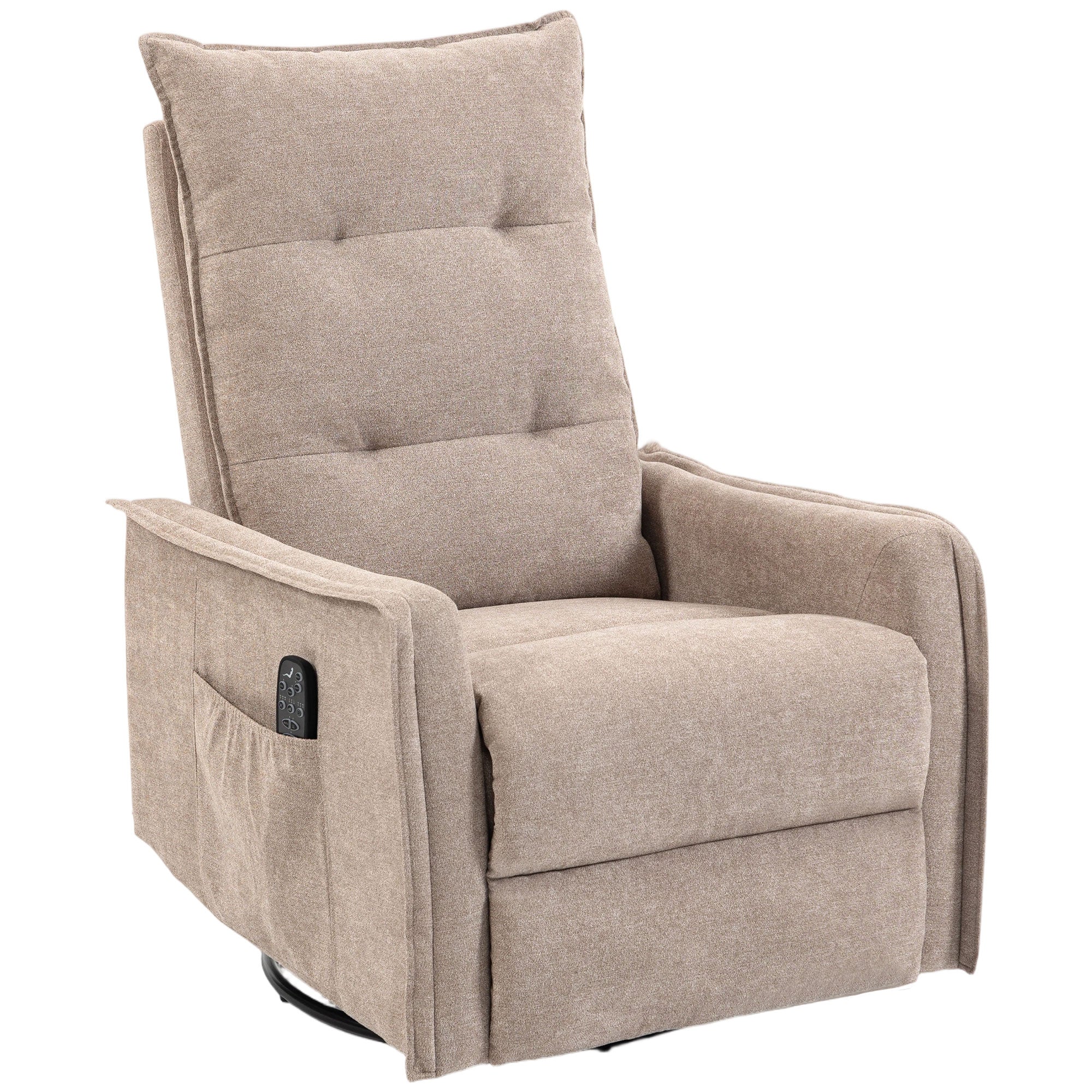 Recliner Armchair, Chenille Recliner Chair with Massage and Heat, 360° Swivel Rocking Manual Recliner, Brown
