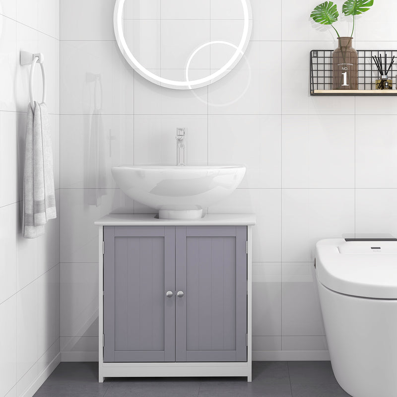 Grey & white under sink cabinet – image 7