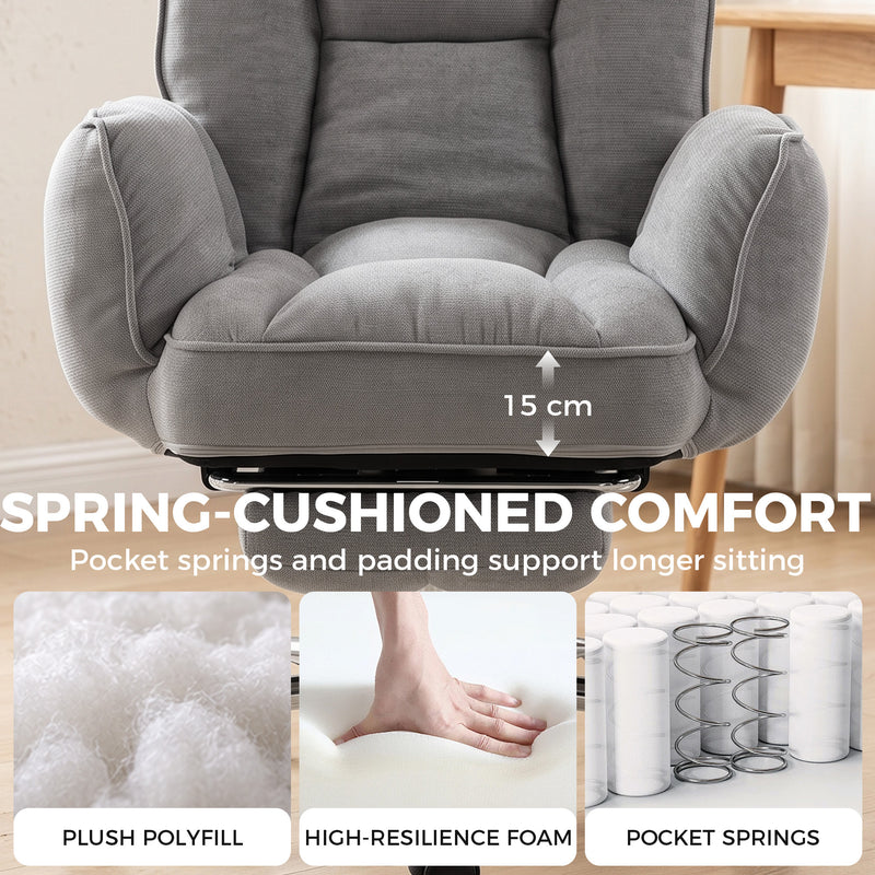 HOMCOM Executive Office Chair Height Adjustable Desk Chair Reclining Flip-up Armrest Footrest, Grey – view 5