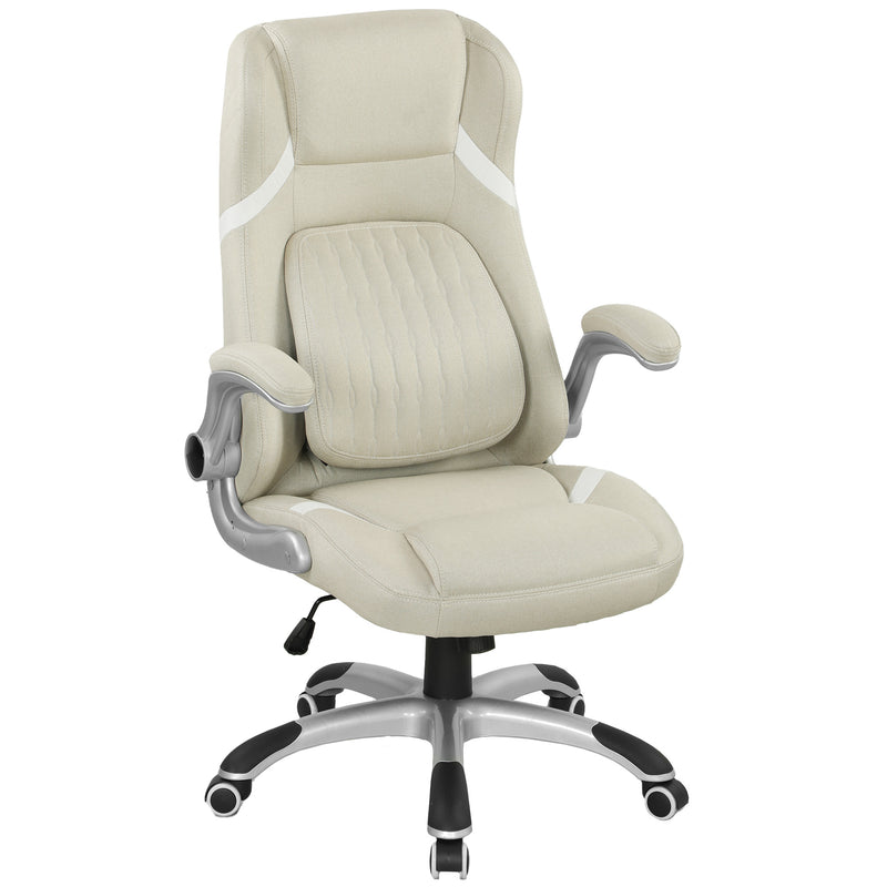 Vinsetto Linen-Look Office Chair, with Adjustable Height and Tension - Beige – view 10