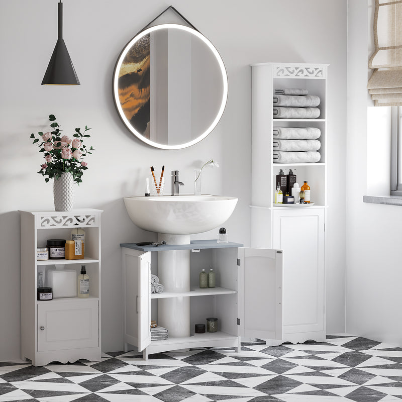 Light grey pedestal under sink cabinet – image 8