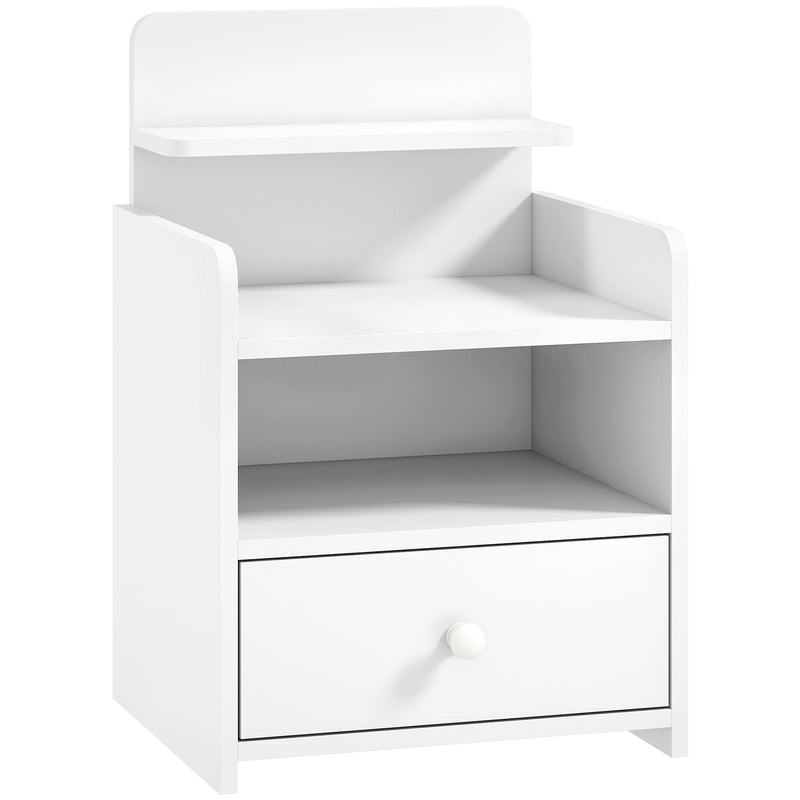 HOMCOM Bedside Cabinet, Bedside Table with Drawer and Shelf for Living Room, White