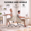 HOMCOM Velvet Desk Chair, Modern Office Chair with Height-Adjustable, Wheels, for Home Study Bedroom, Cream – view 6