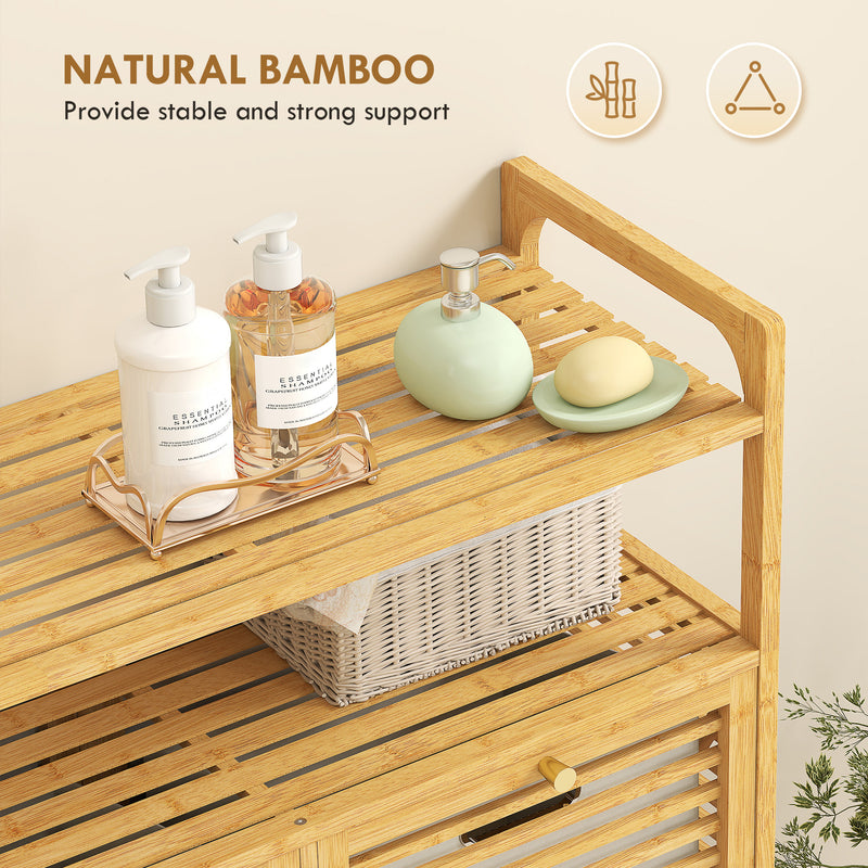 Double tilt-out bamboo laundry cabinet – image 6