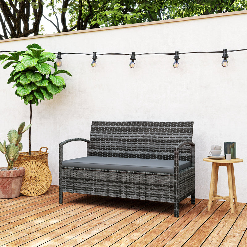 Outsunny 125L Storage Garden Bench, with Cushion - Grey – view 9