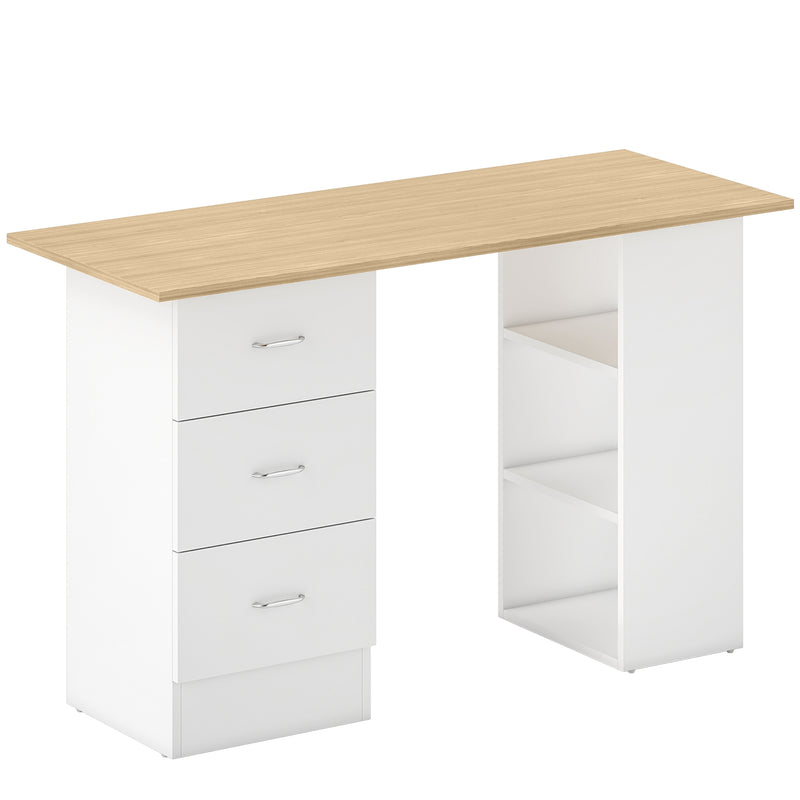 HOMCOM Computer Desk with Drawers, Home Office Desk, Writing Table, PC Workstation with 3 Storage Shelves for Working