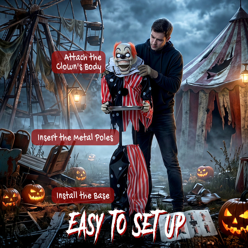 91cm Animated Halloween Clown with Moving Mouth & Glowing Eyes – image 7 of 9