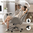 HOMCOM Office Chair with Adjustable Headrest, Spring Pack, Curved Line, Boucle Fabric - Charcoal Grey – view 6