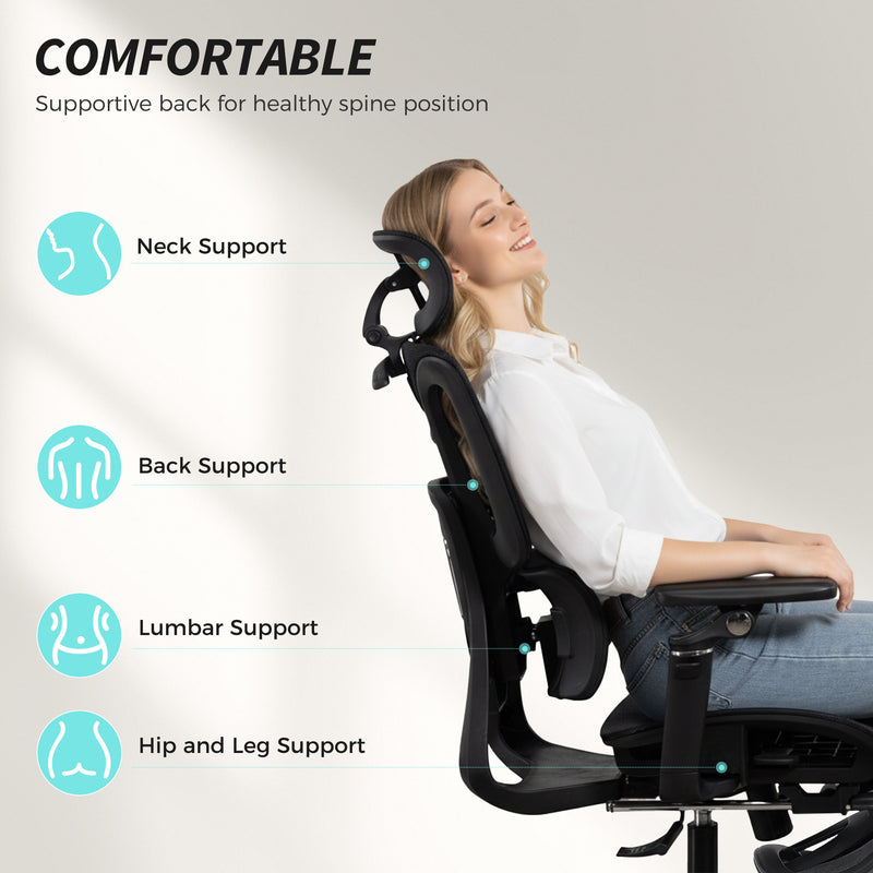 HOMCOM Ergonomic Office Chair, High Back Mesh Desk Chair, Black – view 4