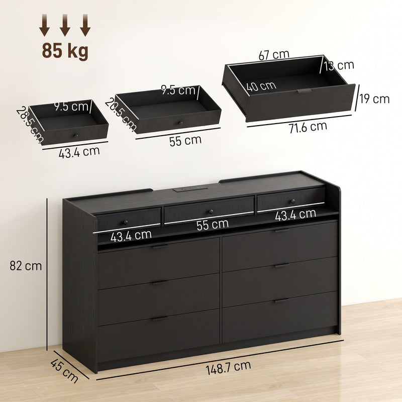 Black 9-drawer LED chest – image 3