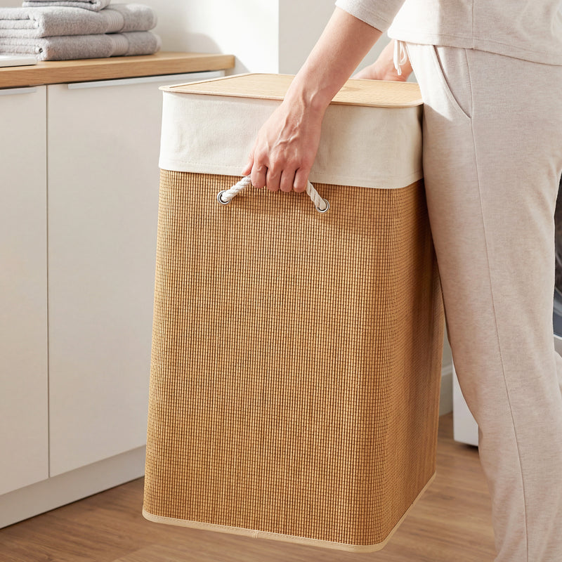 100 L brown two-section laundry basket – image 9