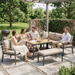 Outsunny 7 Seater Garden Furniture Set, Metal Garden Sofa Set with Cushions, Outdoor Furniture Conversation Sets, Khaki – view 10