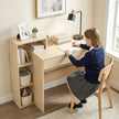 HOMCOM Desk with Storage, Computer Desk with 3 Open Shelves and Drawer, Workstation, Computer Table, Natural – view 7