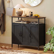 HOMCOM Industrial Kitchen Sideboard with Open Shelf, 2 Cabinets, Adjustable Shelves for Living Room, Dining Room, Black – view 8