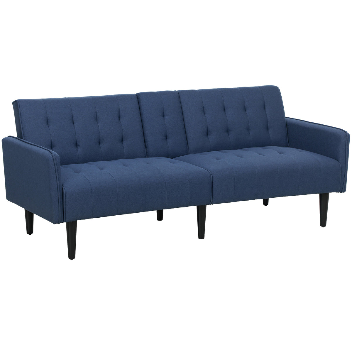 189 cm Split-Back 3-Seater Sofa Bed with Cup Holders – Dark Blue