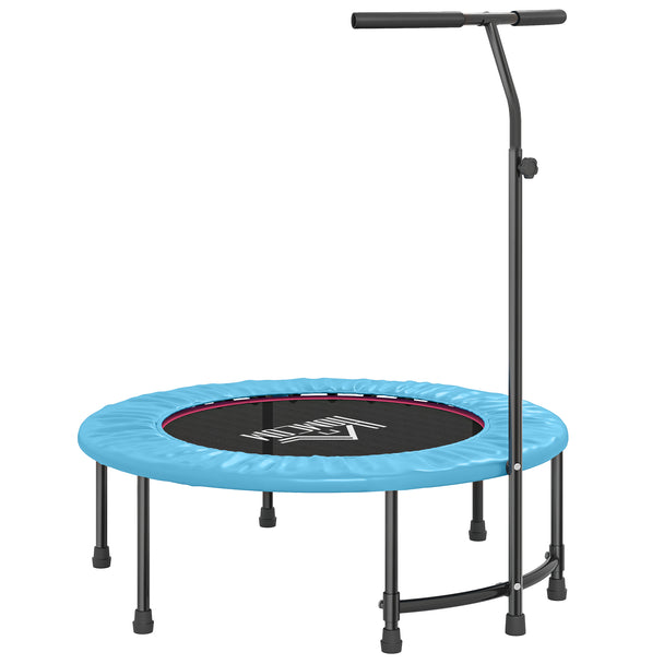 Blue 40 inch fitness trampoline with adjustable handle and padded edge