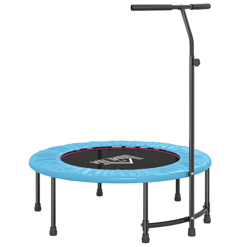Blue 40 inch fitness trampoline with adjustable handle and padded edge