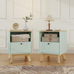 HOMCOM Modern Nightstand Set of 2, Bedside Table with Drawer and Open Shelf, Side End Table for Bedroom, Light Green – view 2