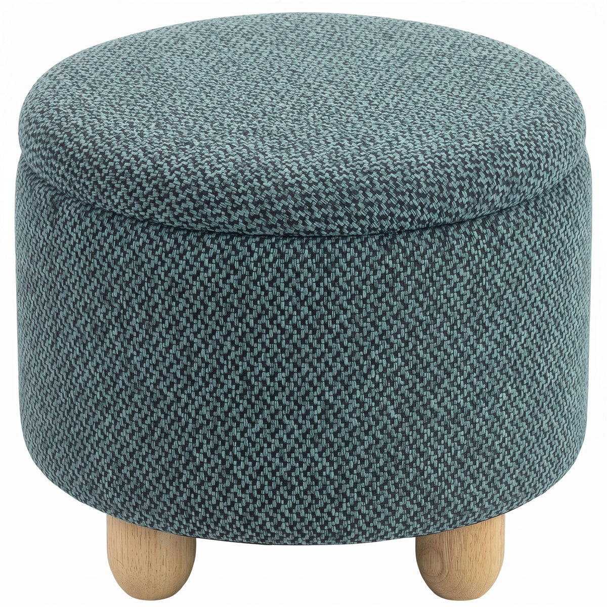 19L Round Storage Ottoman with Reversible Tray Lid – Dark Blue