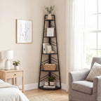 Corner Bookcase, 5-Tier Floor Standing Bookshelf, Shelving Unit for Living Room, Study, Bedroom, Black