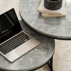 Set of Two Cement-Effect Stacking Tables - Grey