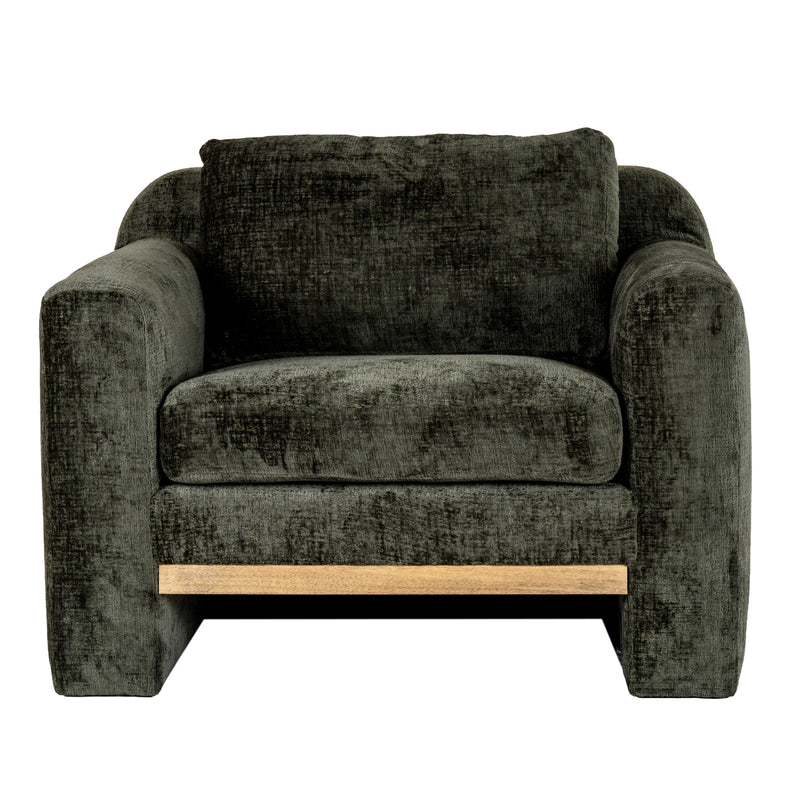 Langley dark green armchair from the front