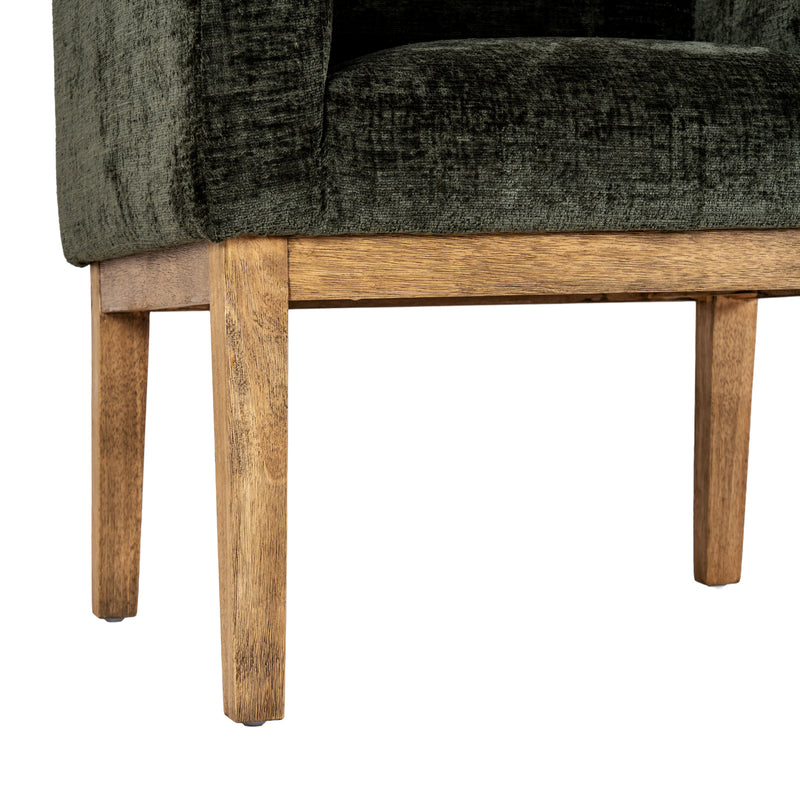 Close-up of the arm and wooden base