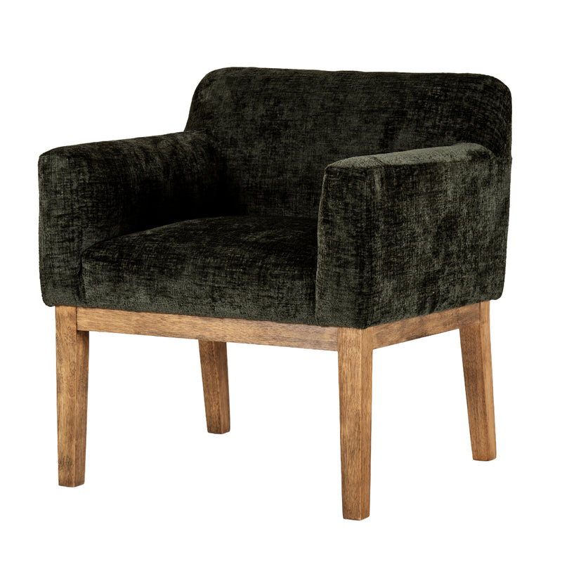 Langley olive green carver chair, three-quarter view