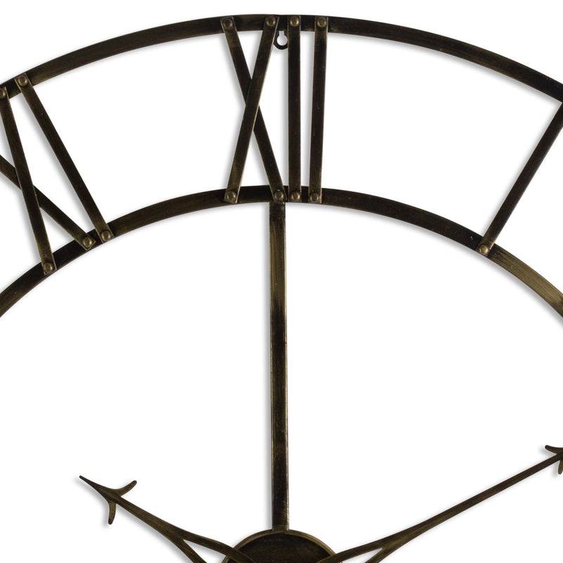 Close-up of the antique brass frame and Roman numerals