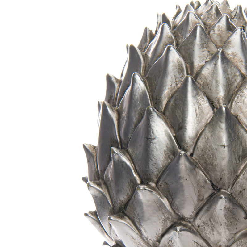 close-up of the silver pinecone scales