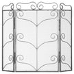 Large antique silver ornate three-panel fire screen, front view