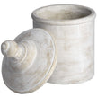 Antique white canister with the lid removed