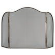 Large antiqued silver three-panel fire screen, front view