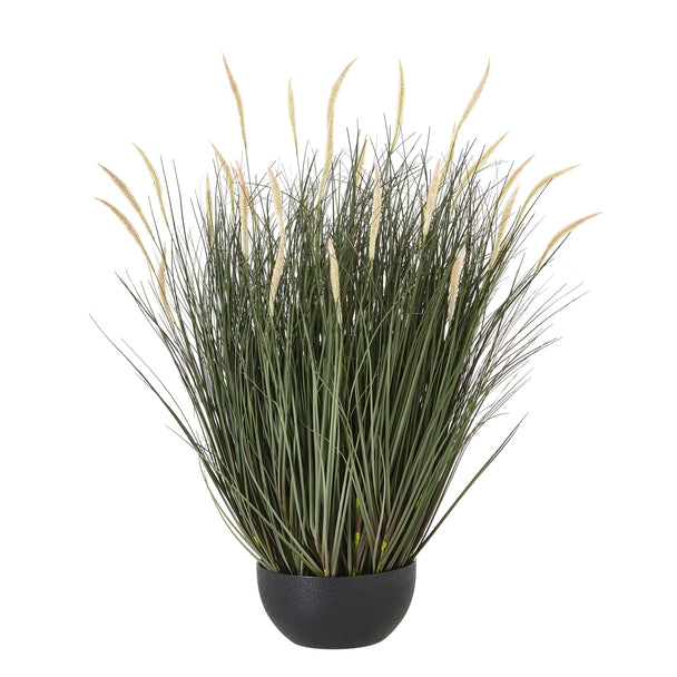 Large Artificial Fountain Grass in Black Pot – 81cm, artificial fountain grass in a black pot