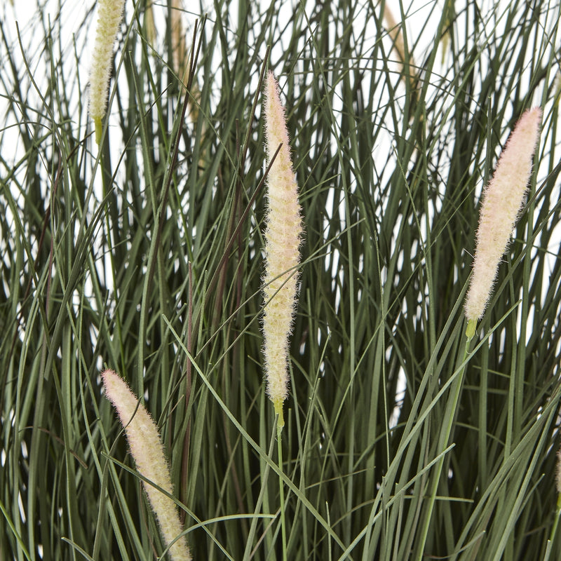 Large Artificial Fountain Grass in Black Pot – 81cm, close-up of feathery grass plumes