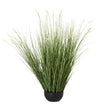 large artificial onion grass in a black pot