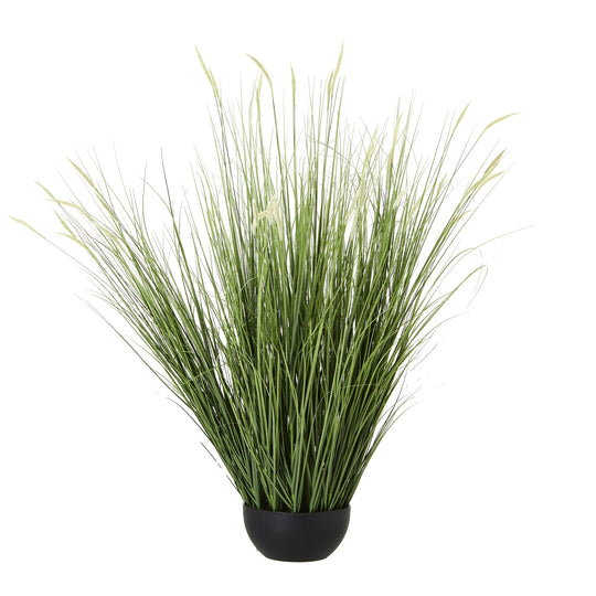 large artificial onion grass in a black pot