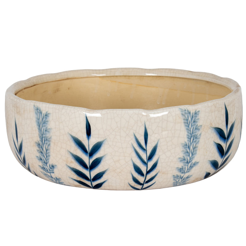 Large Blue Flora ceramic bowl pot on white