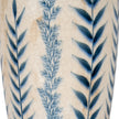 Close-up of the blue leaf pattern and crackle glaze