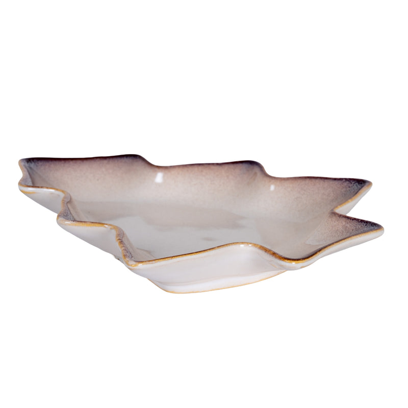 Large ceramic tree dish from a low side angle