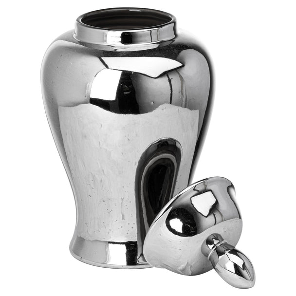 Chrome-effect ginger jar with the lid removed